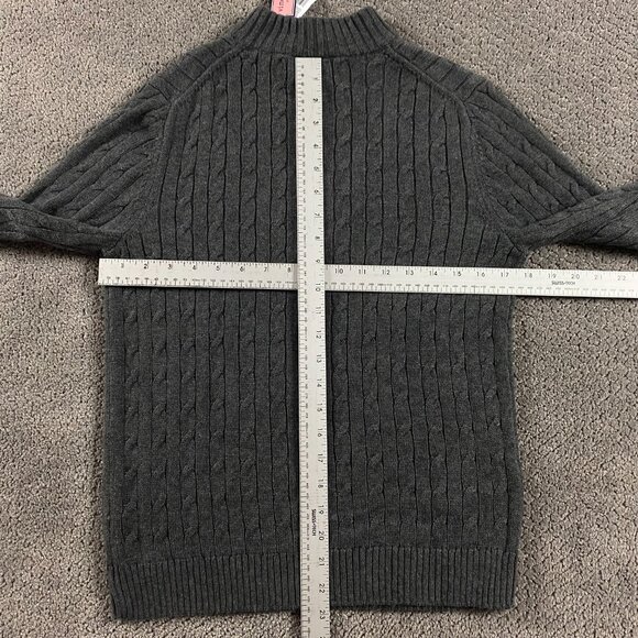 Vineyard Vines Cable Knit 1/4 Zip Pullover Sweater Kids Boy's L(16) Charcoal - Picture 7 of 9